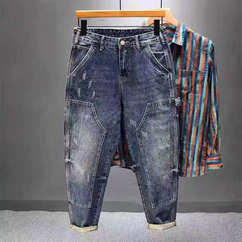 Men's Casual Denim Pants with Fashionable Details Mune Fashion
