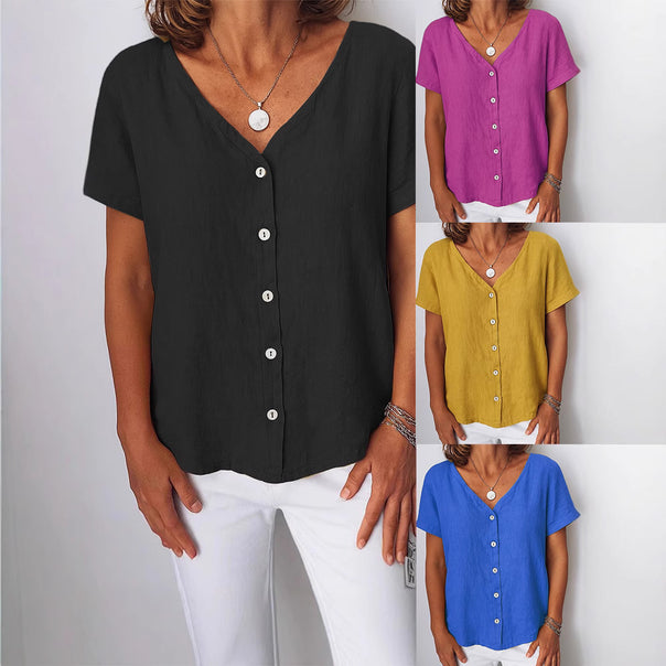 Women's linen blouse with button details Mune Fashion