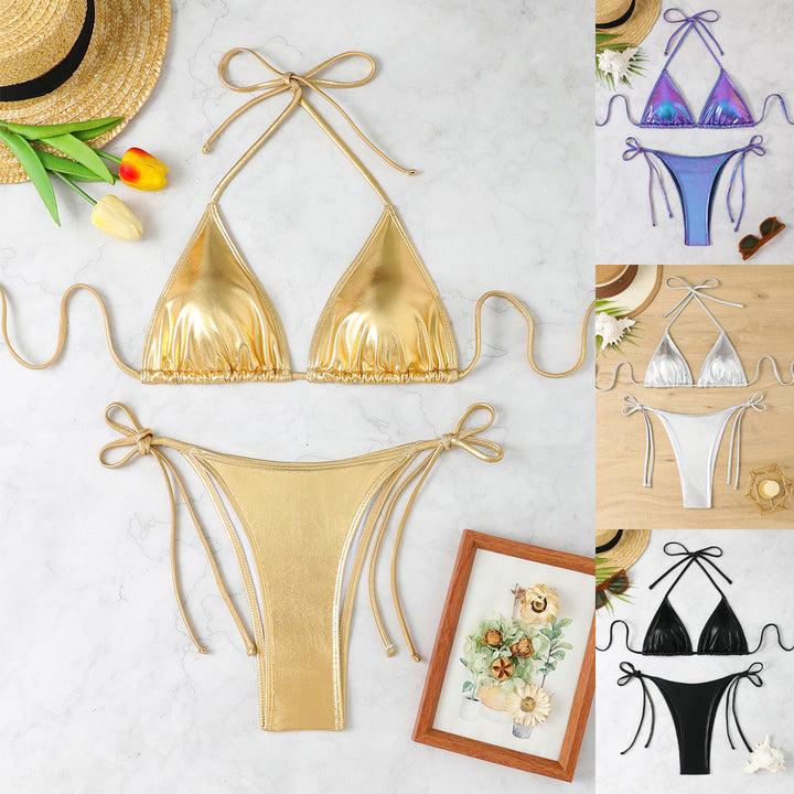 Women's Shiny Triangle Bikini Set Mune Fashion