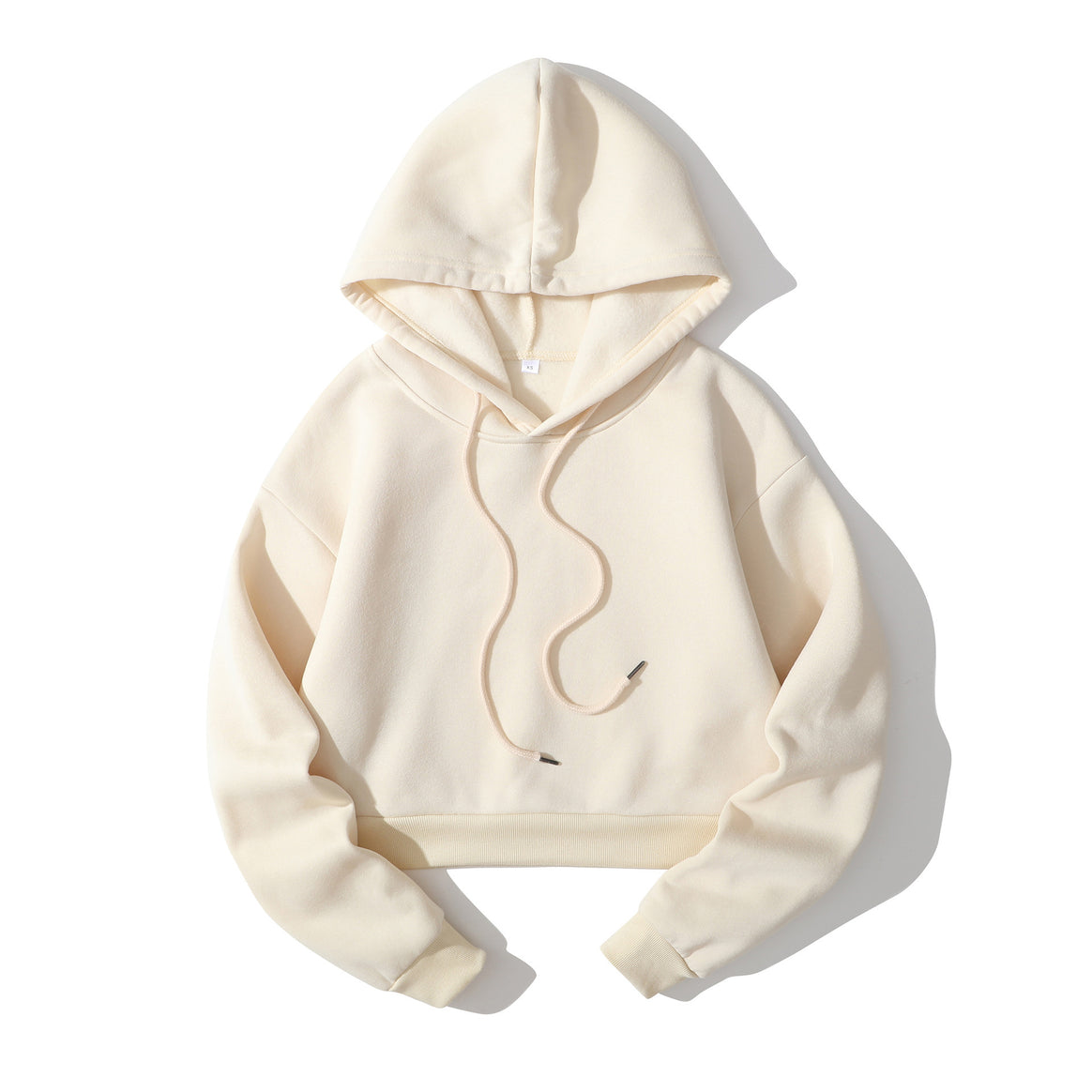 Women's cropped hoodie with soft fleece interior and elastic ribbed hem Mune Fashion