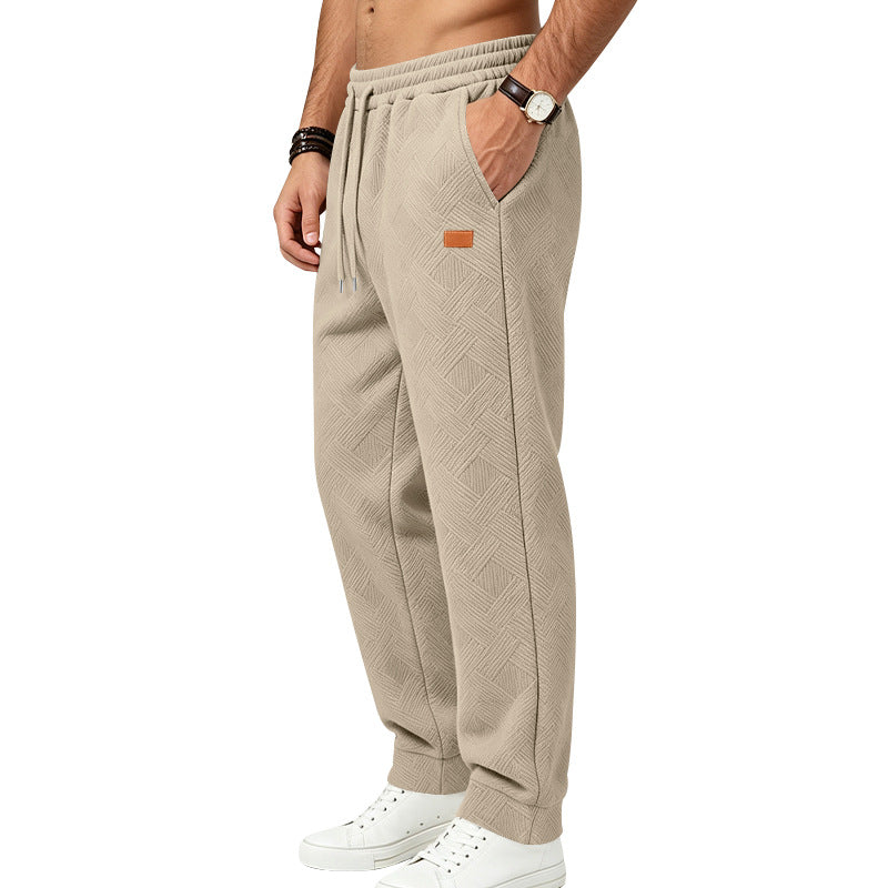 Men's Textured Jogging Pants with Elastic Waistband and Drawstring Mune Fashion
