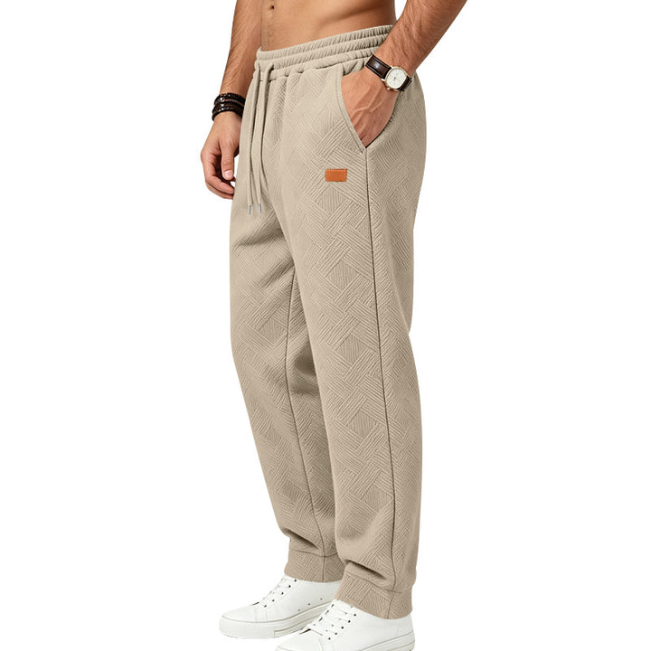 Men's Textured Jogging Pants with Elastic Waistband and Drawstring Mune Fashion