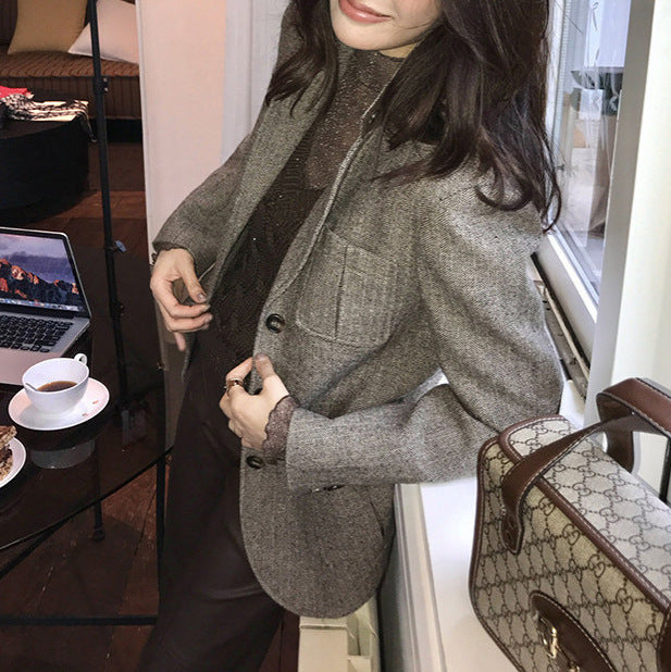 Women's Fashionable Tweed Blazer Mune Fashion