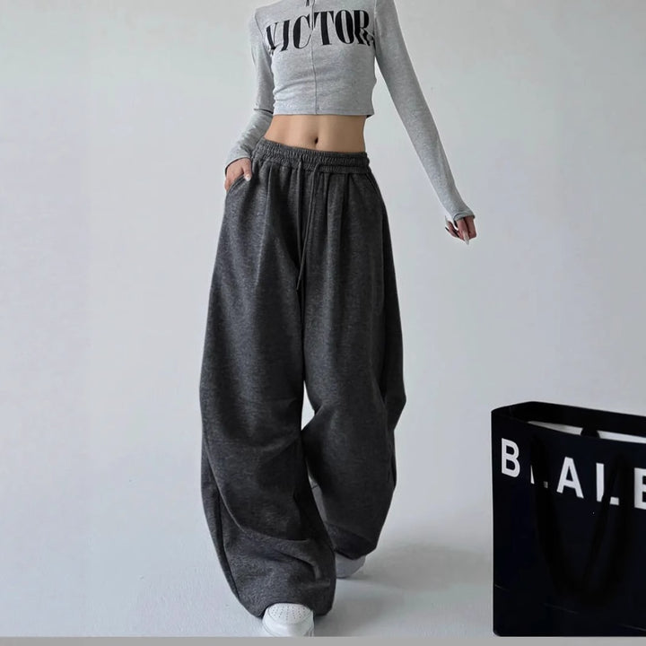 Women's extra-wide high-waist lounge pants with elastic drawstring waistband, drawstring and practical side pockets Mune Fashion