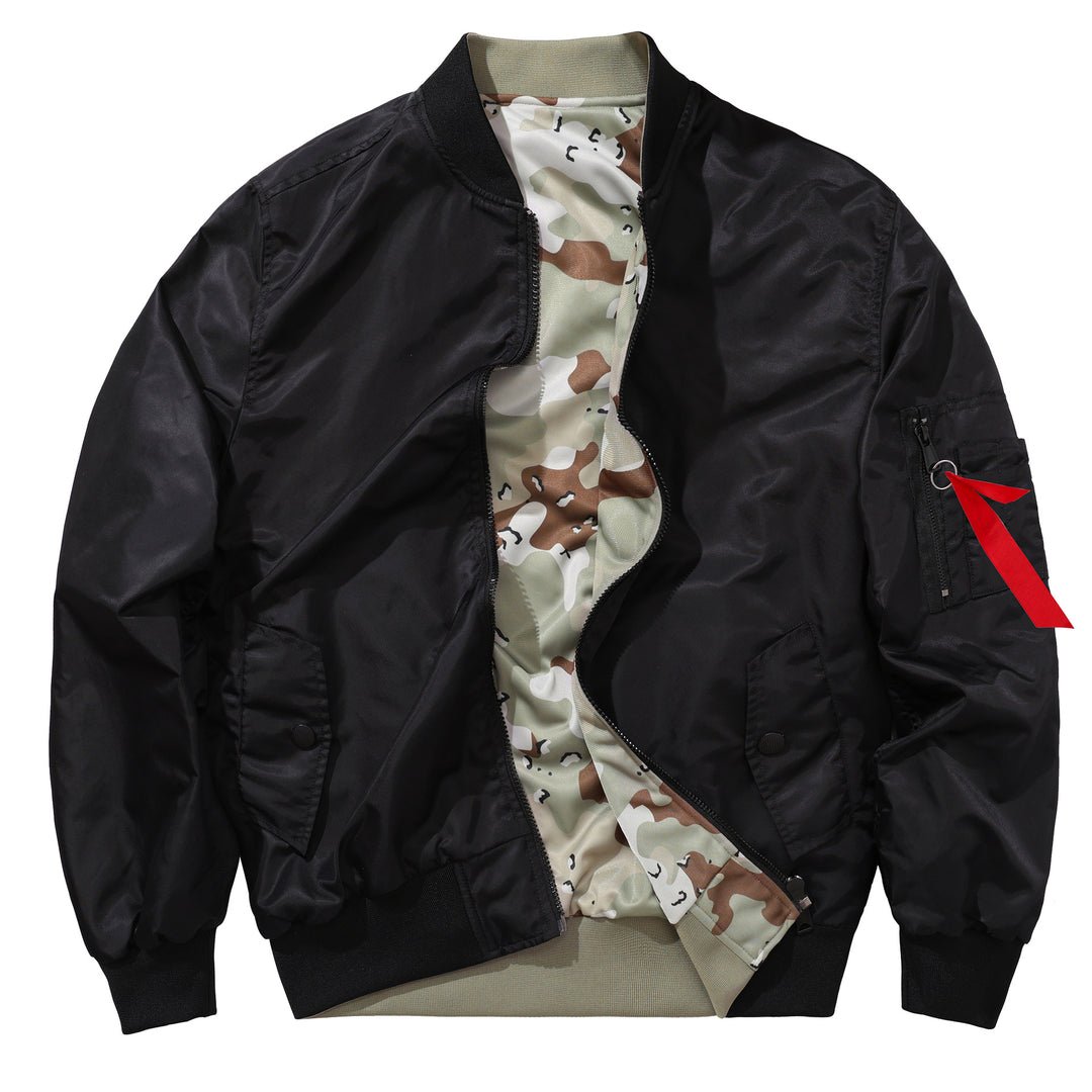 Men's  MA-1 flight bomber jacket with camouflage lining sleeve utility pocket Mune Fashion