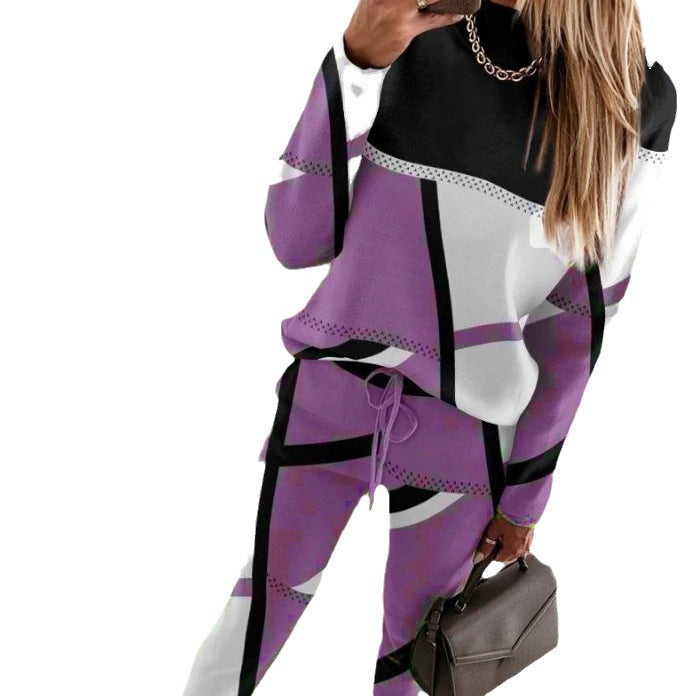 Women's patterned leisure set made of sweatshirt and joggers Mune Fashion