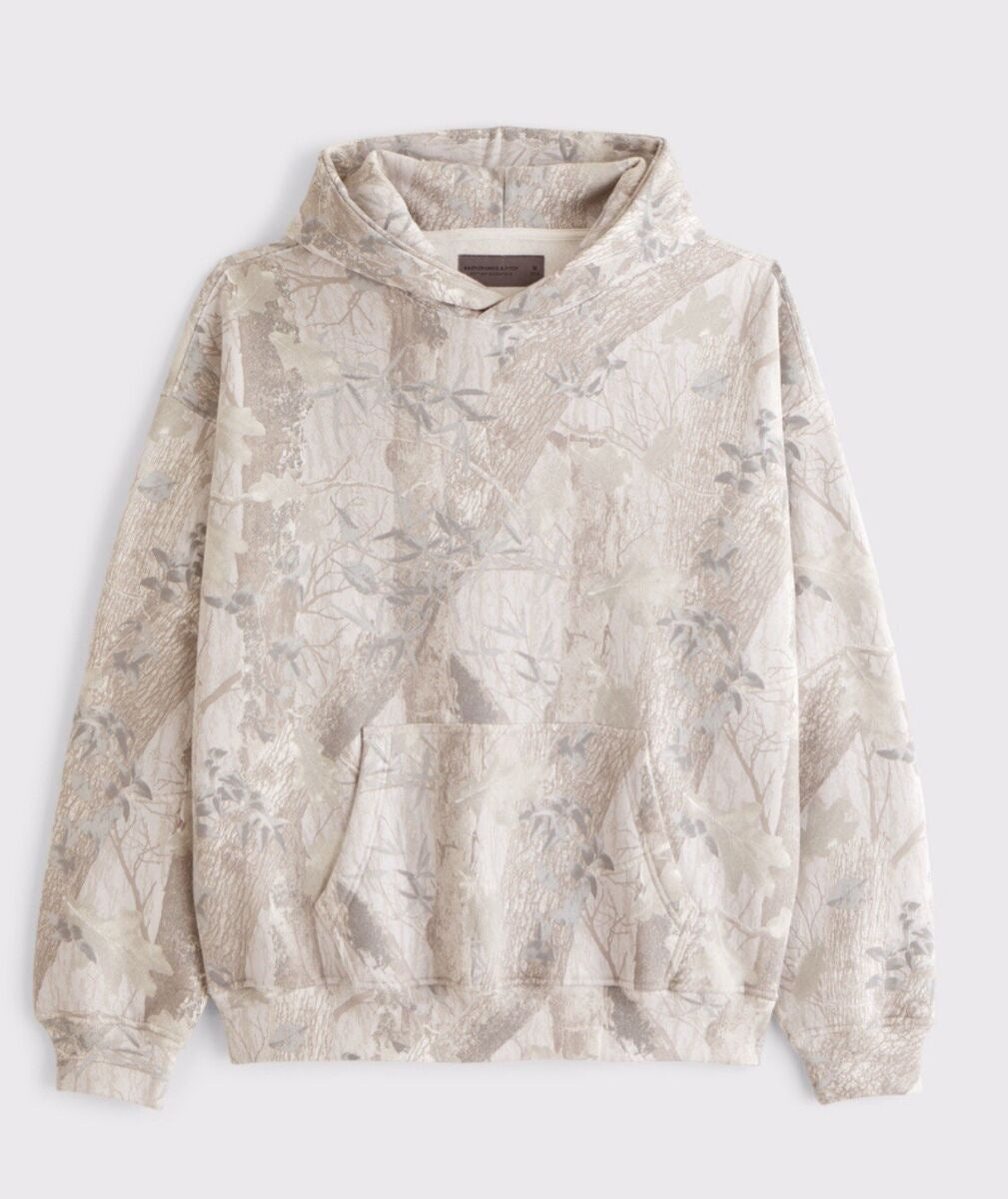 Unisex loose-fit hoodie sweatshirt with subtle leaf texture, double hood without drawstring and kangaroo pocket Mune Fashion