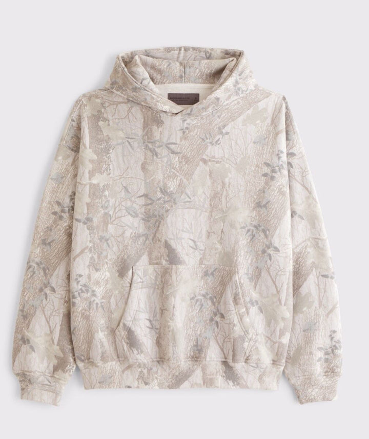 Unisex loose-fit hoodie sweatshirt with subtle leaf texture, double hood without drawstring and kangaroo pocket Mune Fashion