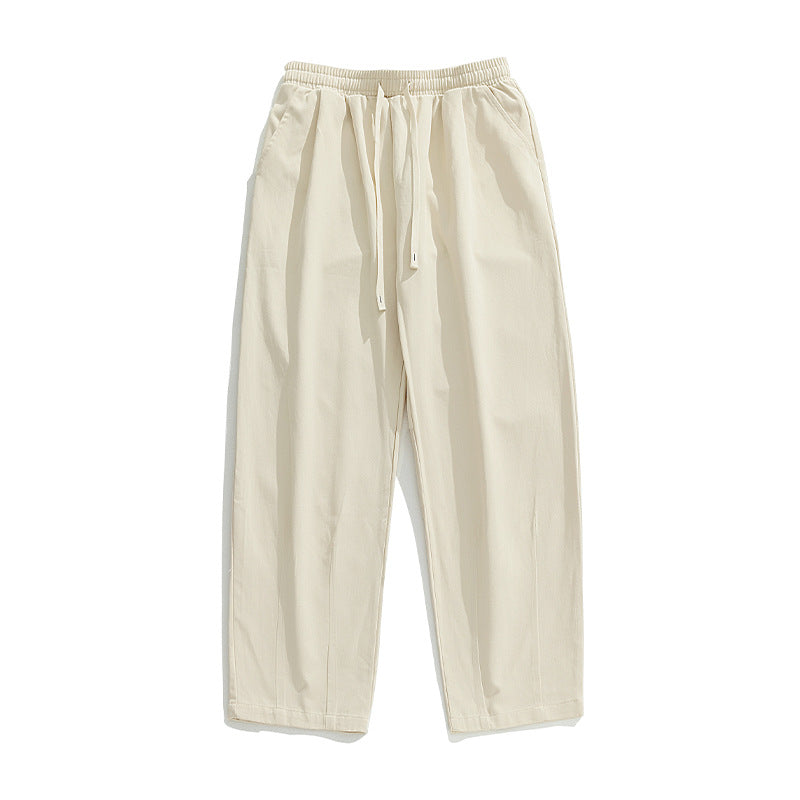 Unisex Locker cut cotton-linen casual pants with elastic drawstring waistband and side pockets Mune Fashion