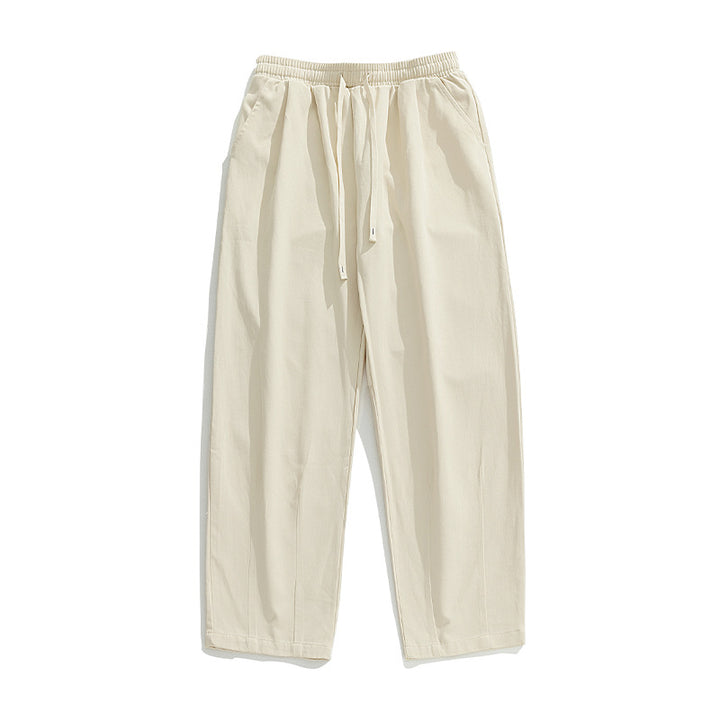 Unisex Locker cut cotton-linen casual pants with elastic drawstring waistband and side pockets Mune Fashion