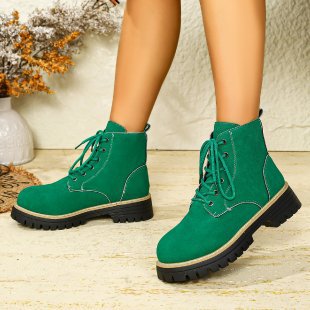 Women's lace-up ankle boots in suede look with warm lining, padded shaft and durable tread sole Mune Fashion