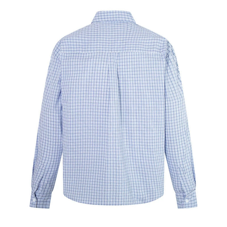 Men's Checked Cotton Long Sleeve Shirt in Relaxed Fit with Kent Collar Mune Fashion