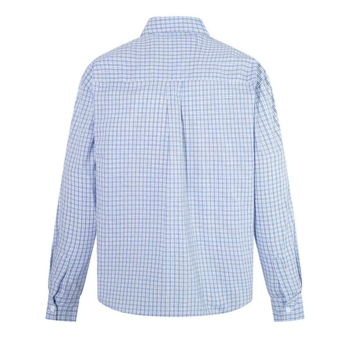 Men's Checked Cotton Long Sleeve Shirt in Relaxed Fit with Kent Collar Mune Fashion