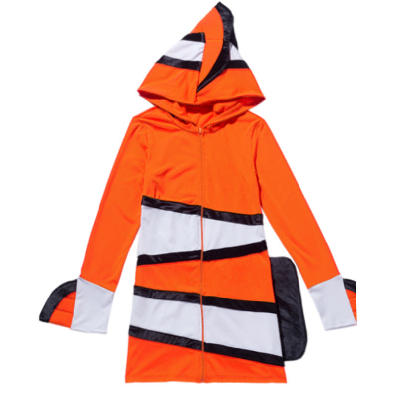 Ladies' animal costume in clownfish design with hood and colorful accents Mune Fashion