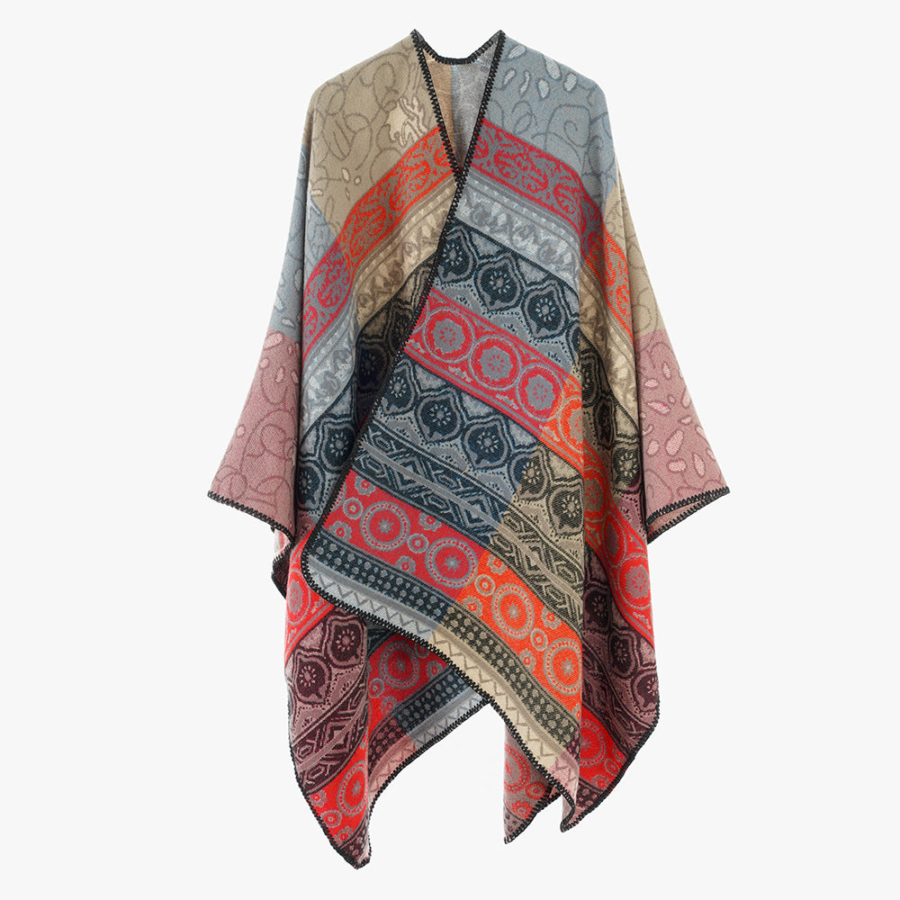 Women's Jacquard Kimono Wrap in Ornament Patchwork Style Mune Fashion