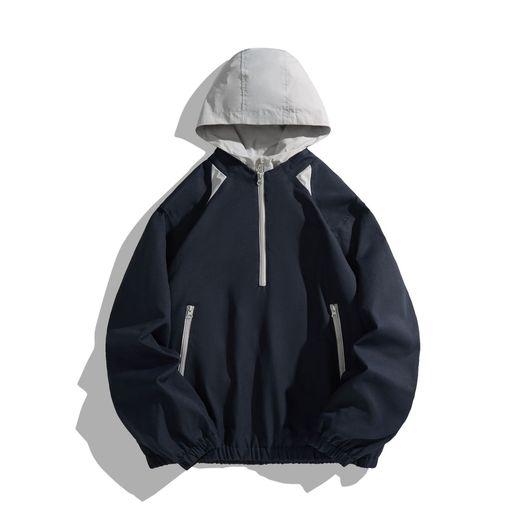 Unisex Lightweight Anorak with Contrast Hood and Half Zipper Mune Fashion