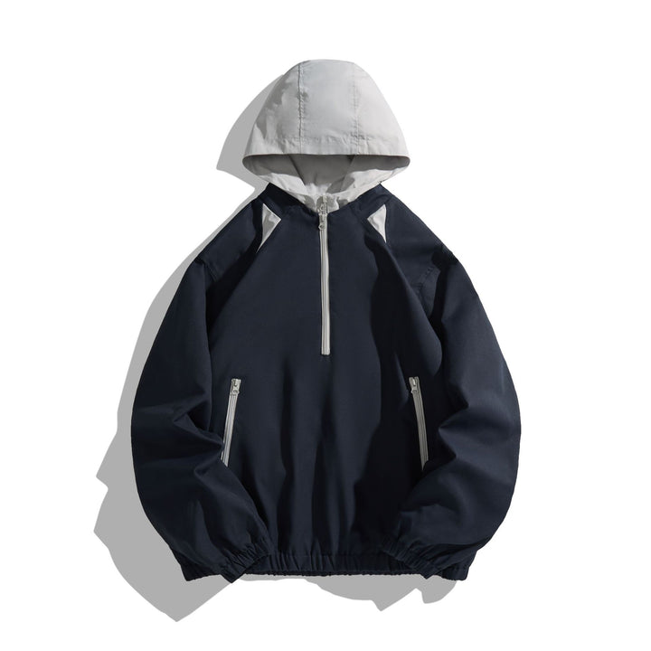 Unisex Lightweight Anorak with Contrast Hood and Half Zipper Mune Fashion