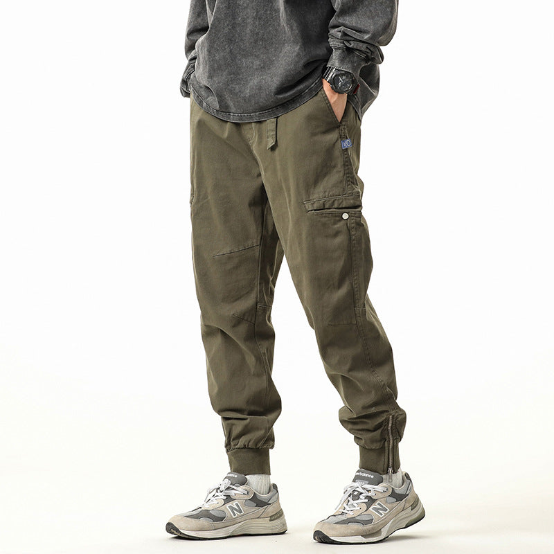 Men's Utility Cargo Jogger Pants made of robust cotton twill with ankle zipper Drune