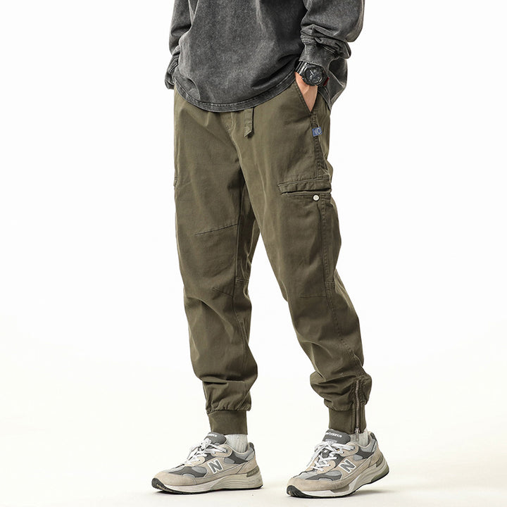 Men's Utility Cargo Jogger Pants made of robust cotton twill with ankle zipper Drune
