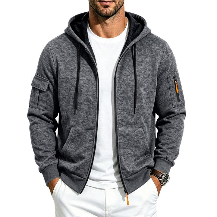 Men's hoodie sweatshirt jacket with zipper and sleeve pocket Mune Fashion
