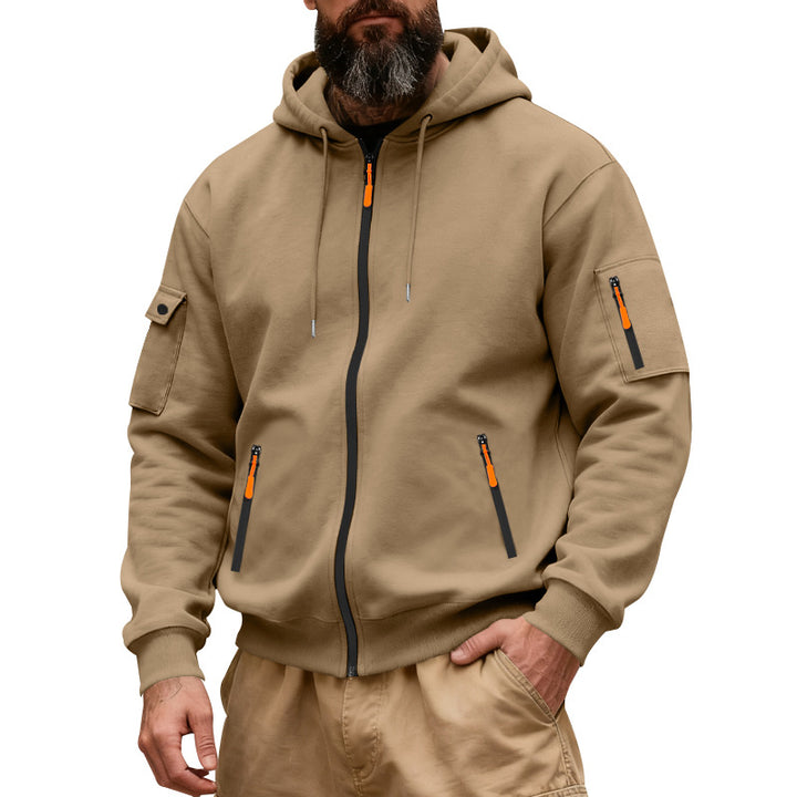 Men's functional hoodie sweat jacket with full zip and arm pocket Mune Fashion