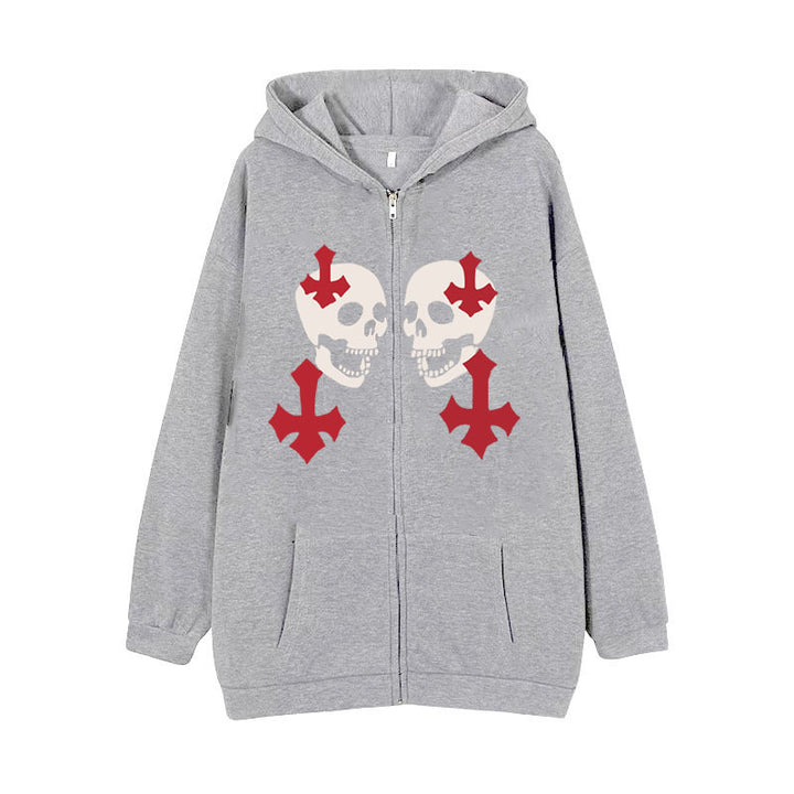 Women's hoodie jacket with full zipper and ribbed heart print Mune Fashion