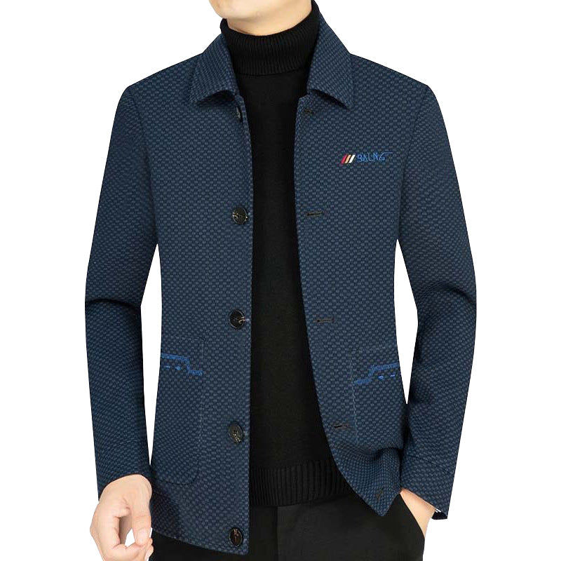 Men's lightweight textured transition jacket with shirt collar and patch pockets Mune Fashion