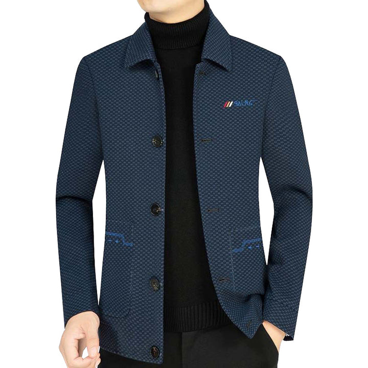 Men's lightweight textured transition jacket with shirt collar and patch pockets Mune Fashion