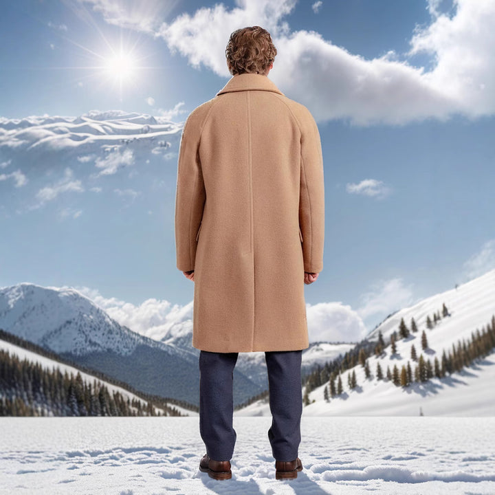 Men's Mid-Length Teddy Wool Coat with Patch Pockets and Stand Collar Mune Fashion