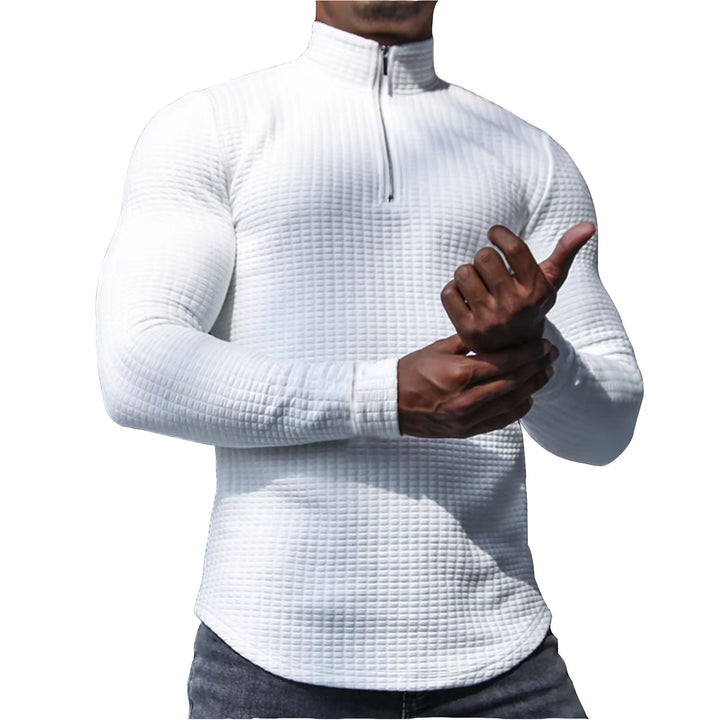 Men's waffle knit long sleeve shirt with short zip Mune Fashion