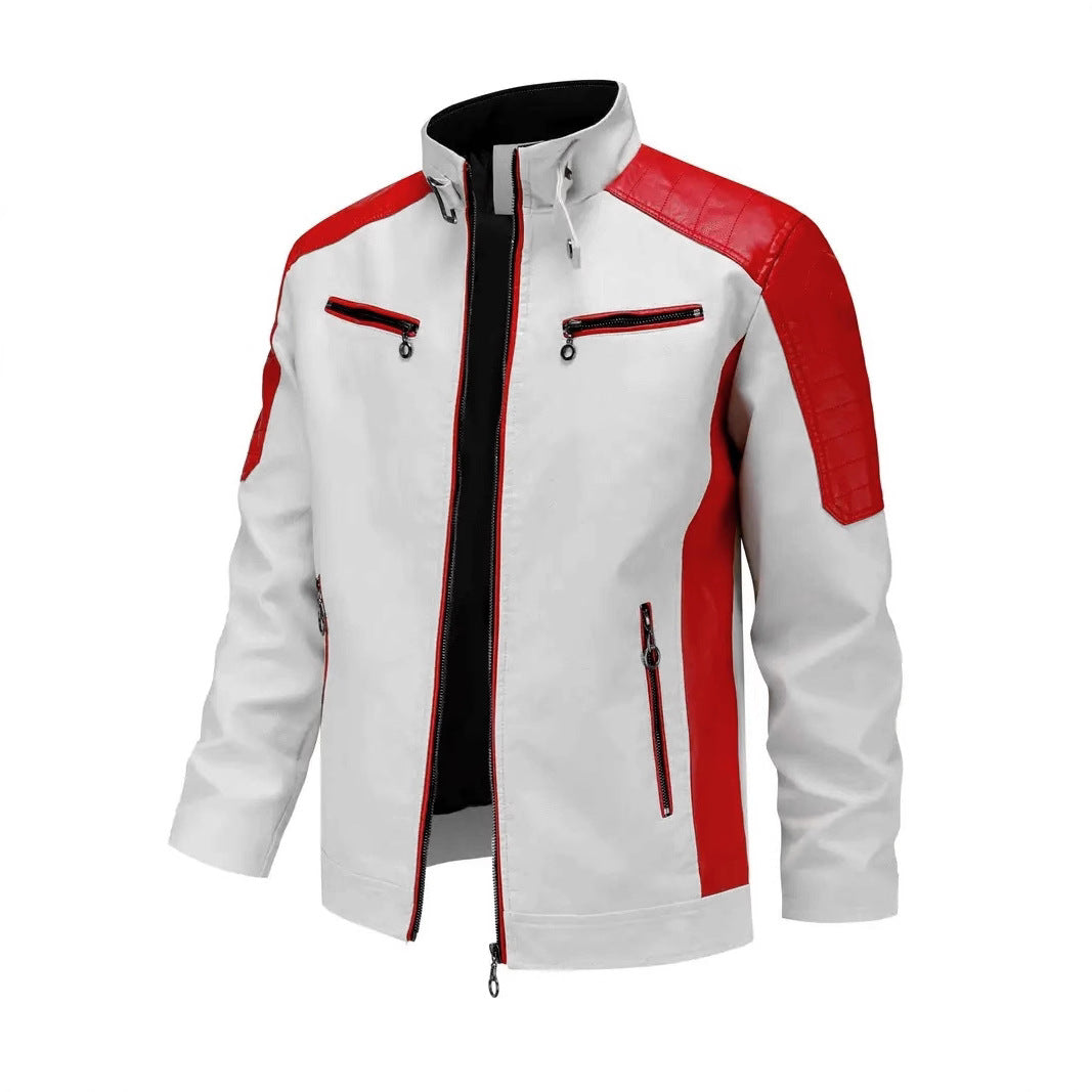 Men's sporty artificial leather jacket with zipper Mune Fashion