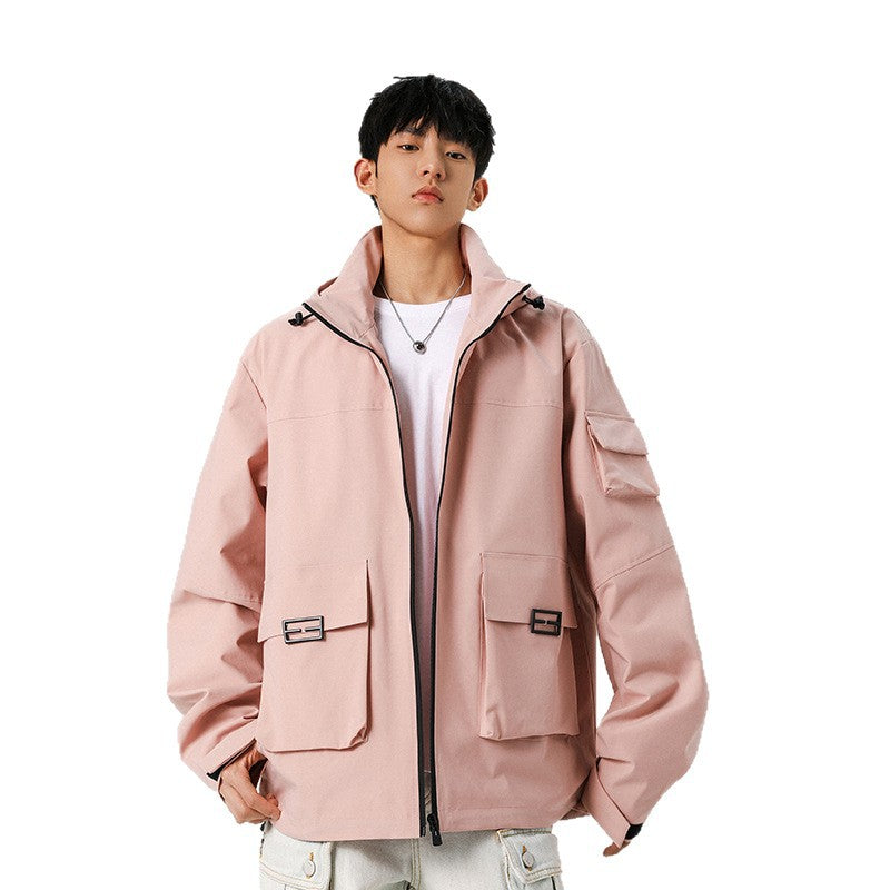 Men's Oversize Utility Jacket with Technical Softshell, Hood and Multiple Pockets Mune Fashion