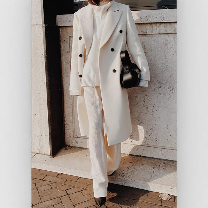 Women's double-breasted wool blend coat with oversized cut and wide lapels Mune Fashion