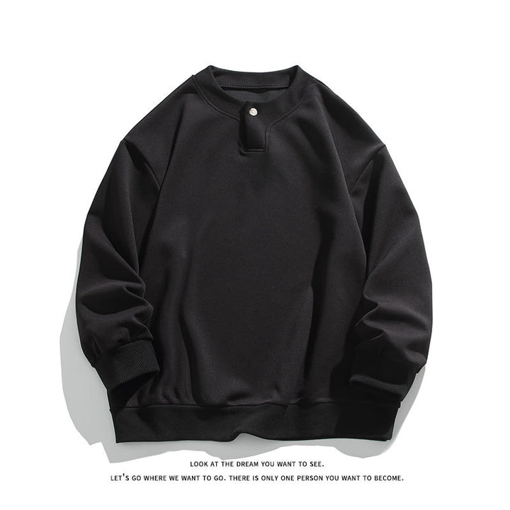 Unisex Oversize-Henley-Sweatshirt with Snap Button at Collar Mune Fashion