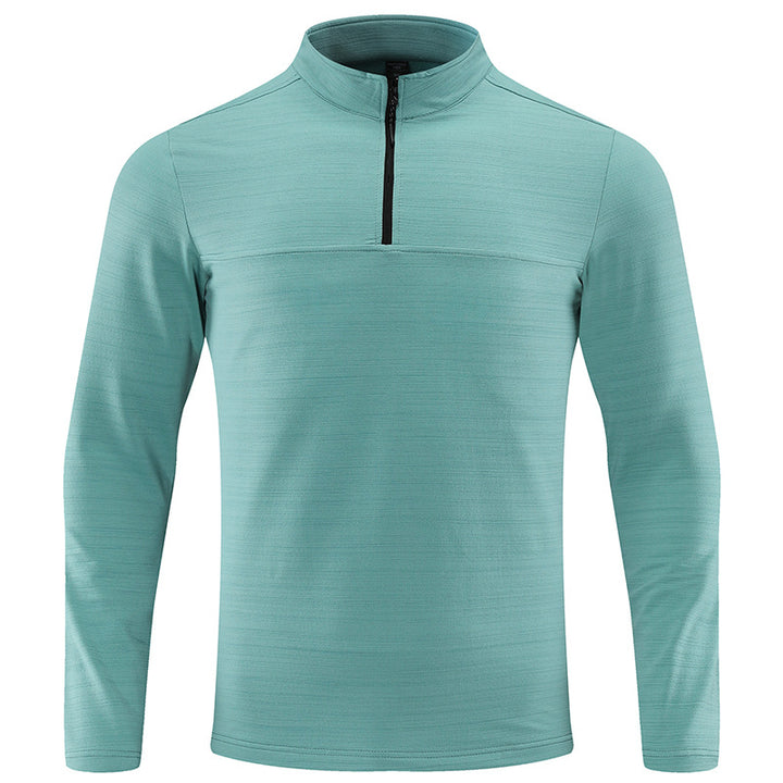 Men's Thermal Long Sleeve Shirt with Half Zip and Stand Collar Mune Fashion