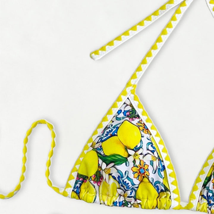 Women's Triangle Bikini with Cheerful Citrus Pattern Mune Fashion