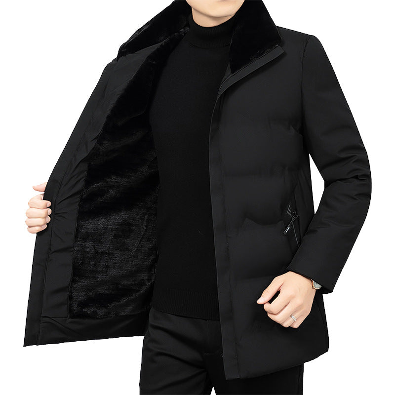 Men's Thermo Winter Short Coat with Luxurious Faux Fur Lining and Stand Collar Mune Fashion