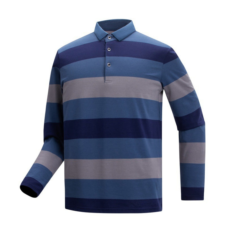 Men's Long Sleeve Polo Shirt with Stripes Mune Fashion