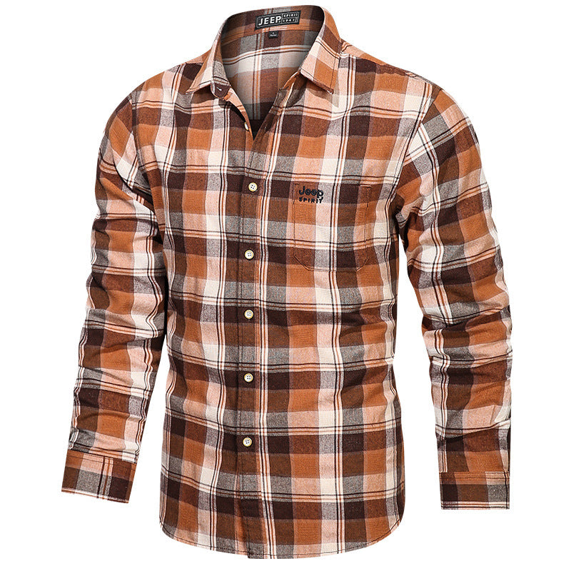 Men's tailored checked pattern flannel shirt with chest pocket and soft cotton blend Mune Fashion
