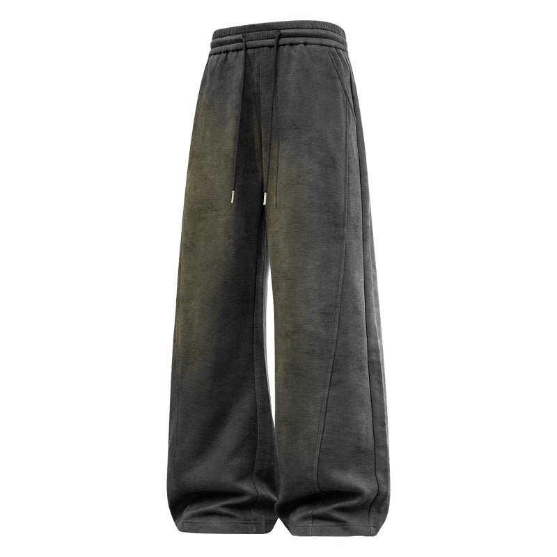 Women's wide Relax fleece pants with high waistband, drawstring and decorative seam stitching Mune Fashion