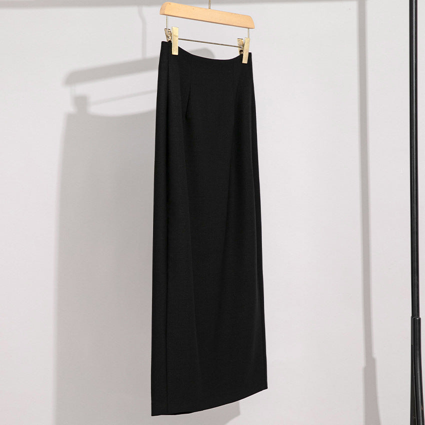 Women's maxi skirt made of fine knit with a straight fall and high waist Mune Fashion