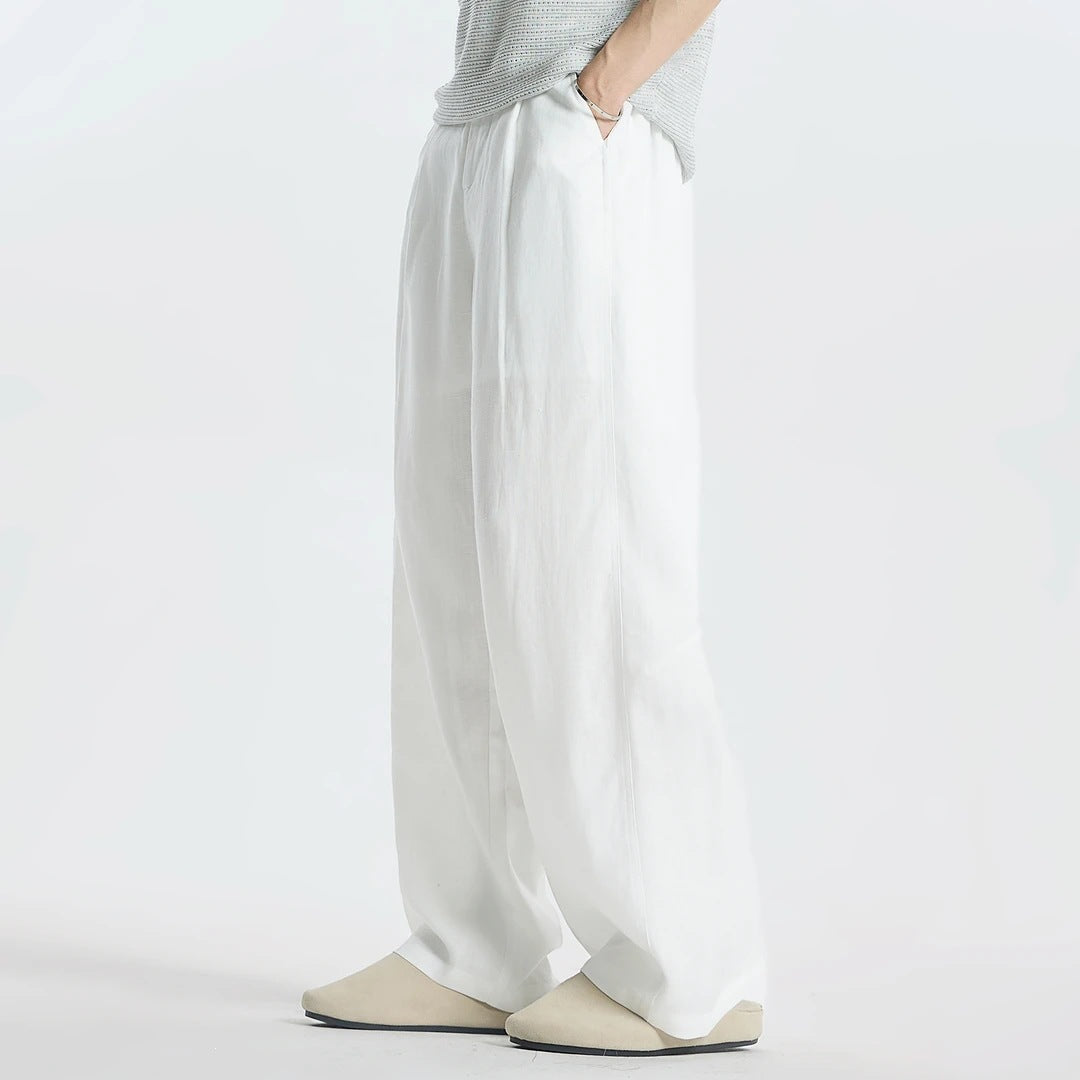 Women's Wide-Cut Linen Pants with Side Pockets Mune Fashion