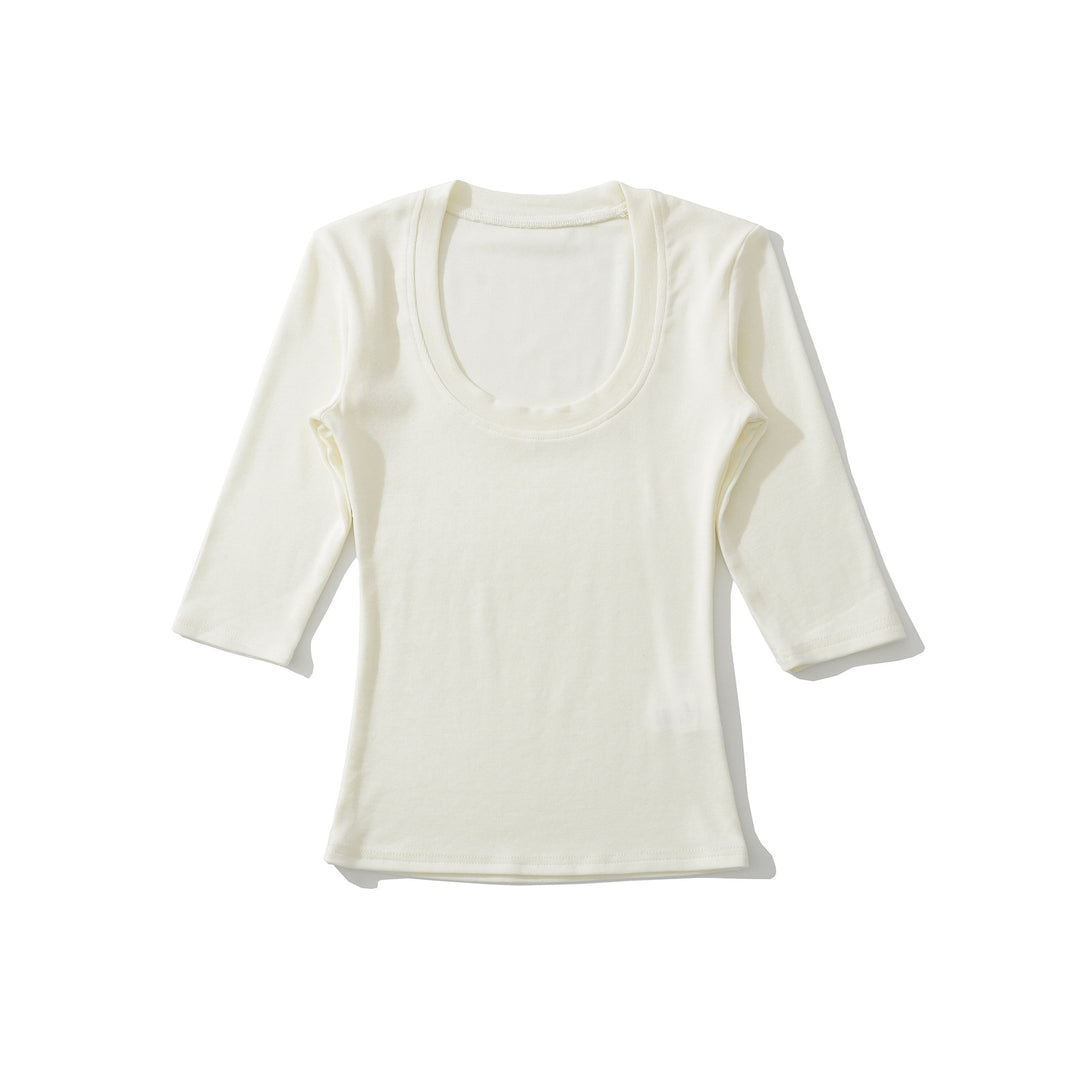 Women's fitted long sleeve with a deep round neckline Mune Fashion