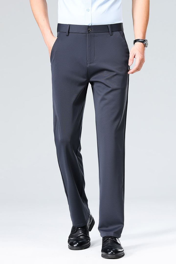 Men's Elegant Straight-Cut Stretch Business Trousers with Crease Mune Fashion