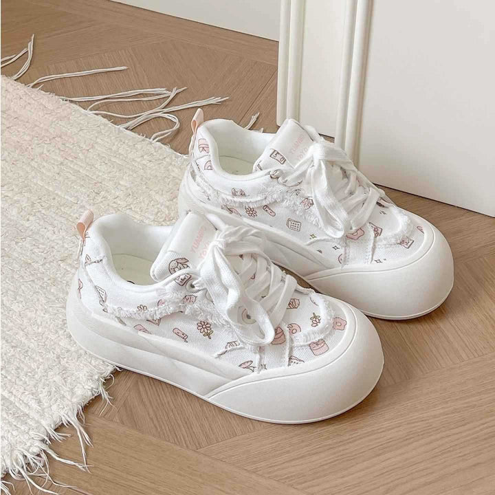 Ladies' Fashion Casual Sneakers with Floral Design and Comfortable Sole Mune Fashion