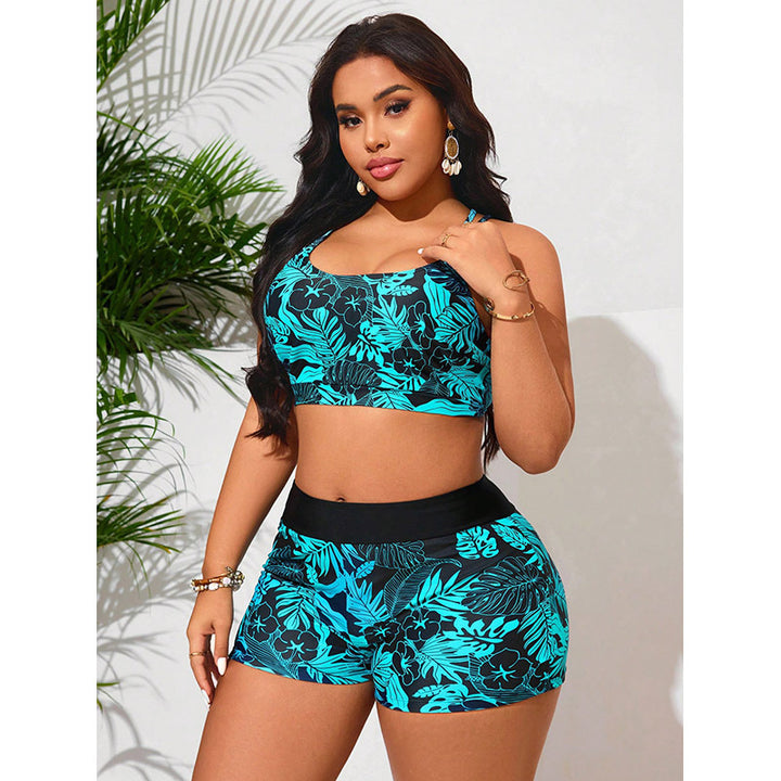 Women's Sport Swimsuit Set with Colorful Top and Playful Shorts Mune Fashion