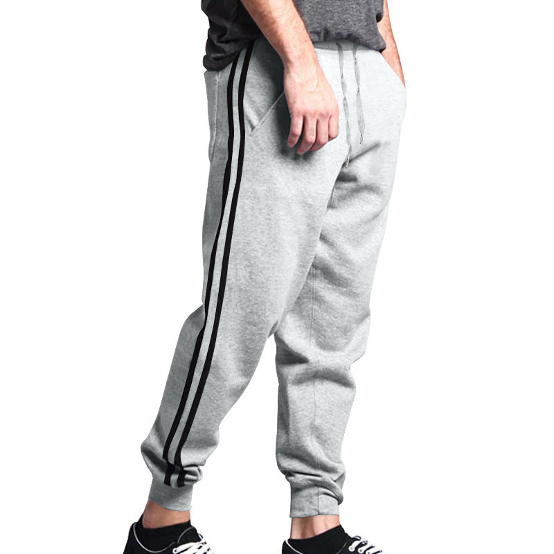 Men's Relaxed-Fit Jogging Pants with Side Contrast Stripe, Elastic Waistband & Drawstring Mune Fashion