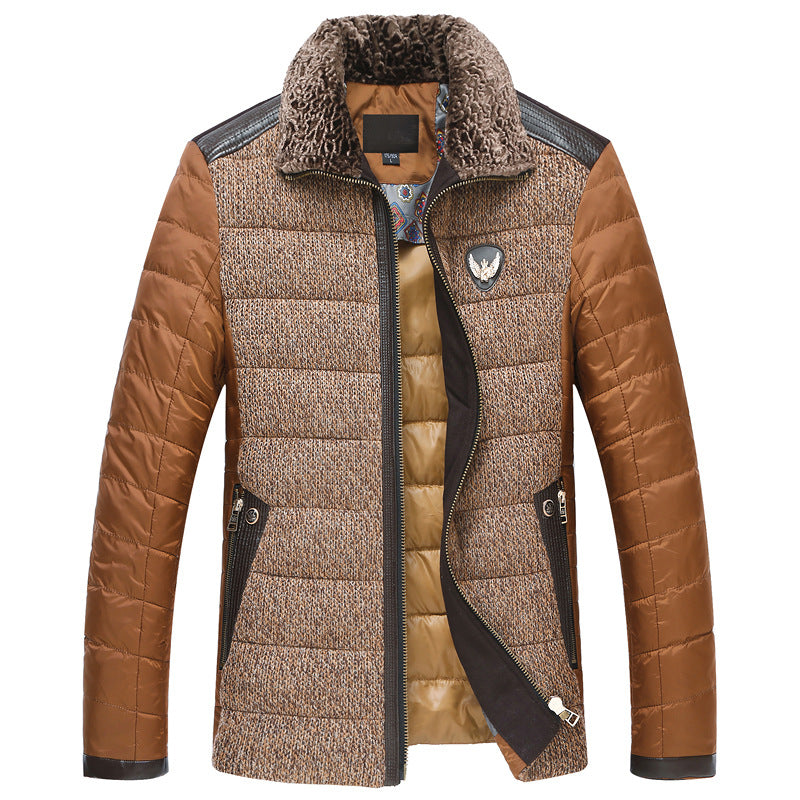Men's Quilted Short Jacket with Teddy Collar and Crest Application Mune Fashion