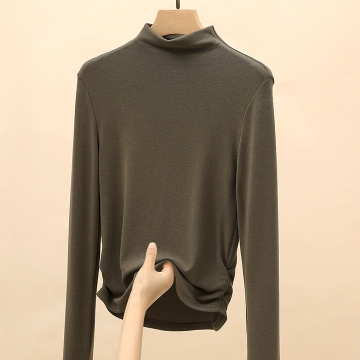Women's Elegant Long Sleeve Top with High Collar Mune Fashion 1787620449