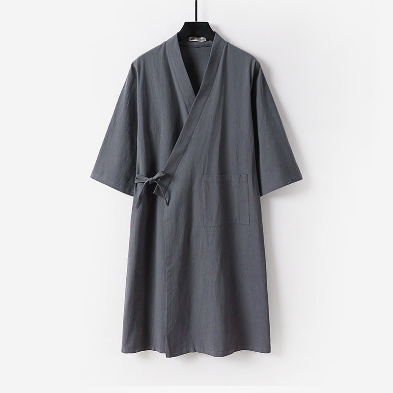 Women's Kimono Wrap Dress with Ties and Patch Pockets Mune Fashion